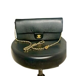Chanel Black Quilted Leather Wallet On Chain WOC Classic Gold Hardware